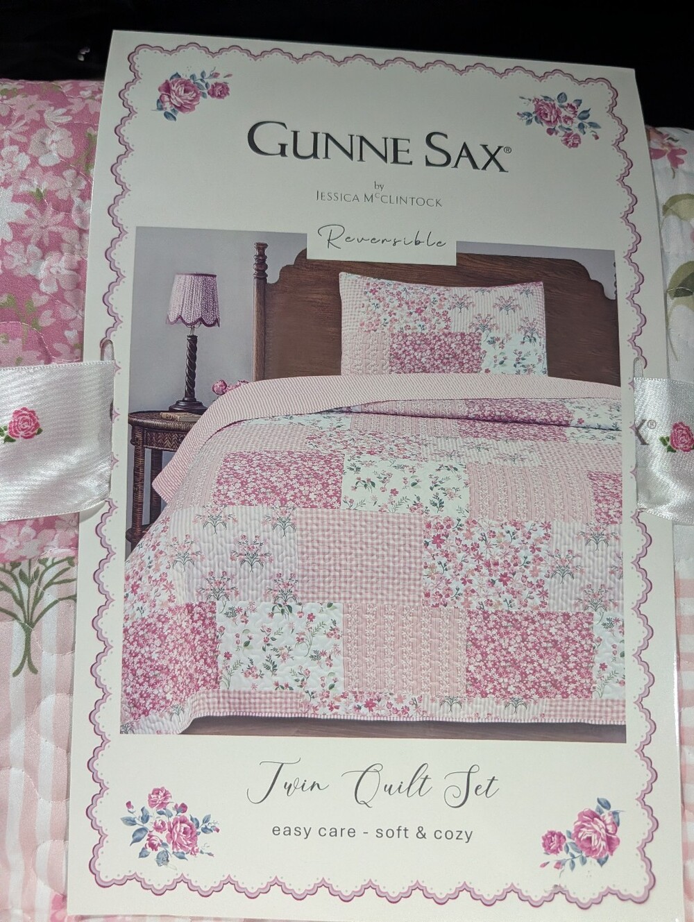 Gunne Sax Jessica McClintock Floral Cottagecore Pink Patchwork Quilt Twin Colleg